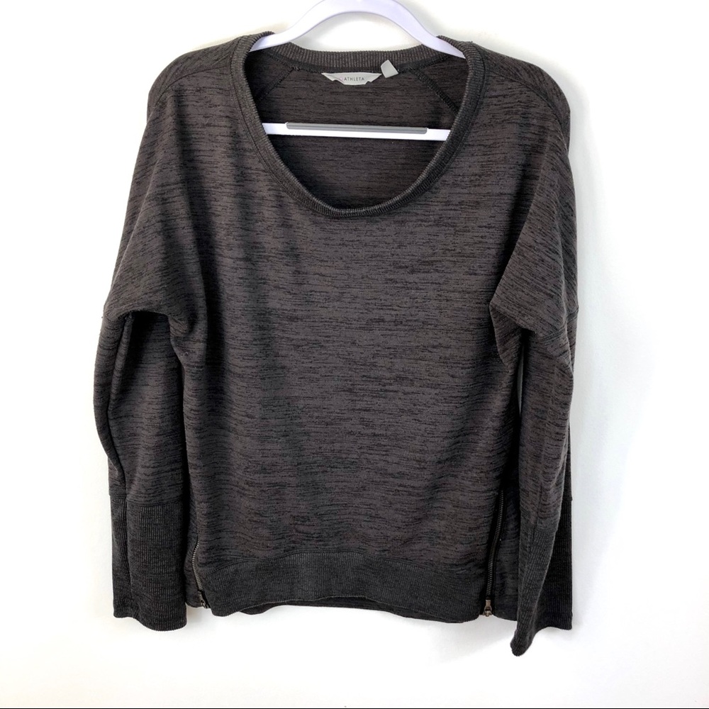 Athleta Charcoal Gray Sharkbite Pullover Top - image 1